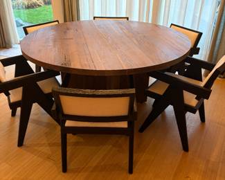 $2000.  Restoration Hardware Oak Brûlé Plank Dining Table 60" diameter x 30"h.  Originally $3528. 