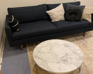 $160. CB2 Smart Round marble top coffee table 33 inch diameter by 12 inches high.  