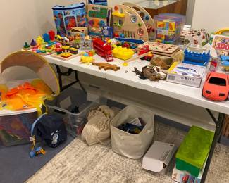 Lots of children’s toys, games books for sale during in person shopping hours Friday and Saturday