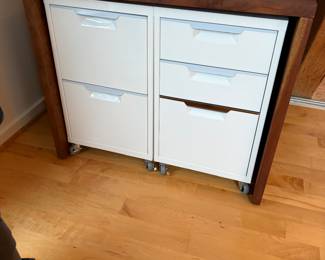 $160.   CB2 File Acacia Wood file cabinet unit.35"w x 22"d x 30"h.