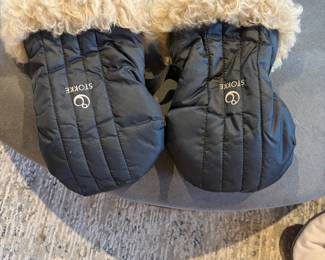 Stokke hand muffs and stroller are only available during in-person shopping hours Friday and Saturday.