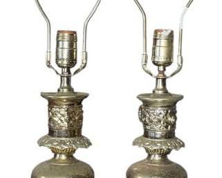 Vintage Gold Tone Metal Lamps 
