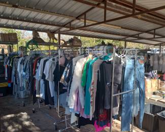 Various sizes from child to 3x , various brands , nwt , nwot, vintage items hats , shoes bins of material. 