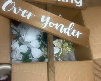 Tons of wedding decor, signs , center pieces , floral, bridesmaids bouquets , greenery , 