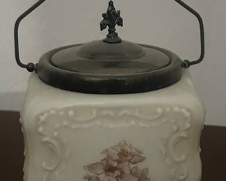 Victorian-era glass Wave Crest biscuit/cracker jar circa late 1800s