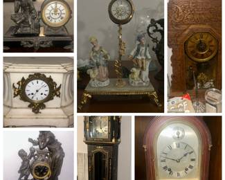 Vintage/Antique grandfather, wall, mantle clock sampling