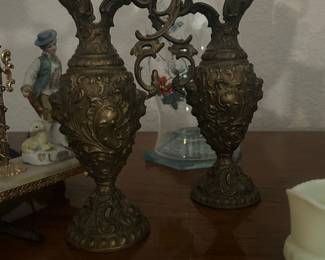 Pair of vintage brass ewers