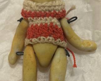 Antique German all-bisque dollhouse doll, manufactured by Hertwig or Carl Horn