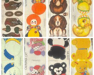 Vintage late 1970s pre-printed craft pillows or stuffed animals 