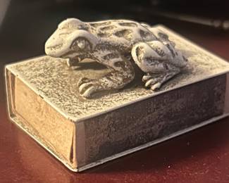 Vintage match box holder with frog