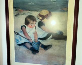 FRAMED PRINT BY MARY CASSANTT "CHILDREN PLAYING ON THE BEACH"