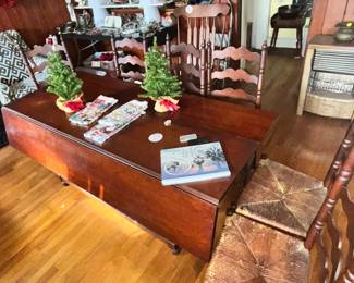 COMPLETE WITH 6 DREXEL LADDERBACK CHAIRS