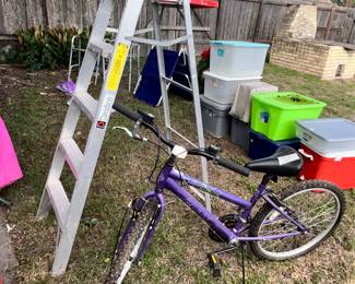 LADDER AND HUFFY BIKE