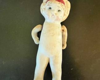 ANTIQUE LITTLE BISQUE DOLL - NEEDS ARMS RESTRUNG