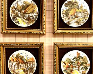 Hand painted framed tiles