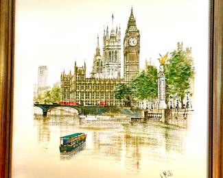 Signed vintage British lithographs by H. Moss