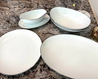 Service for 8 Noritake silver rim china