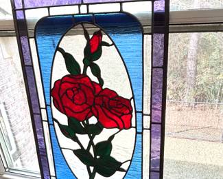 Stained glass rose panel