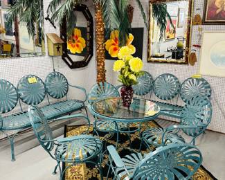 Lovely Francois Carre “sunburst”  patio set circa 1930’s. 