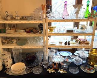 Peggy Karr bowl, deviled egg dishes and hand-blown art glass vase. 