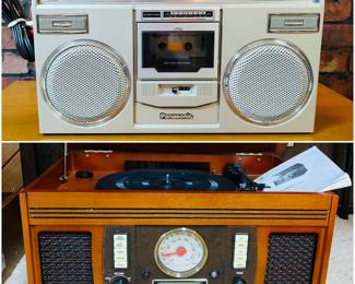 Vintage Panasonic rx boombox radio and a it. Innovative technology wooden music centre with recordable CD player. 