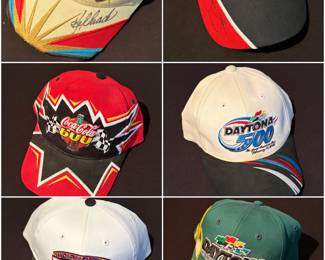 Vintage NASCAR SnapBack hats. Jimmy Johnson autograph. Kenny Schrader autograph. 