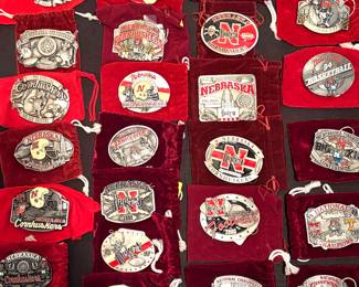 Vintage Nebraska Cornhusker football, Husker basketball belt buckles. 