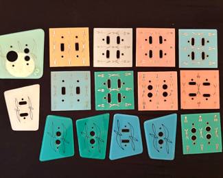 Vintage mid century modern glass light switch covers 