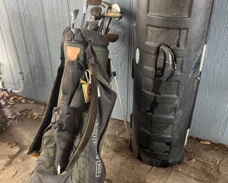 Ping Golf Bag with Legs that pop out and Travel Case&nbsp;(various clubs, Adams, Top Flight)