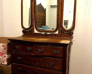 Antique Oak dresser and mirror&nbsp;