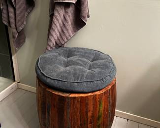 Vanity Size Barrel Stool with Cushion