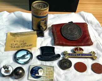 A Collection of SmallsPinbacks, Matches, Earrings, Tokens  More