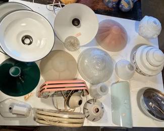 Vintage Glass Flush Mount Lights And Enamel Warehouse Lights 