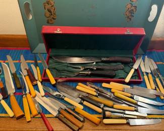 Vintage Knives, Serving Sets Tray