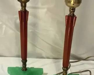 Art Deco Style Jadeite And Bakelite Lamps