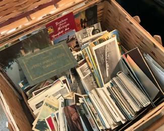PicNic Basket Full Of Vintage Post Cards