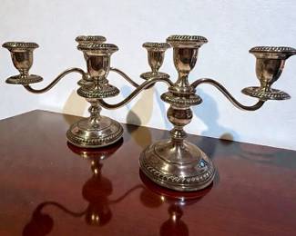 Pair of Gorham Sterling ThreeLight Candelabras