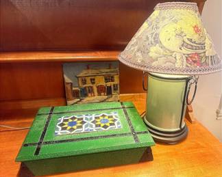 Decorative Tiled Box, Orihinal Small Painting Ceramic Stage Style Lamp