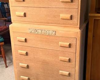 Vintage Thomasville MidCentury Blonde Art Deco style chest of drawers. 