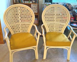 Pair of Rattan Balloon Back Chairs