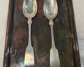 A Pair of German Coin Silver Serving Spoons