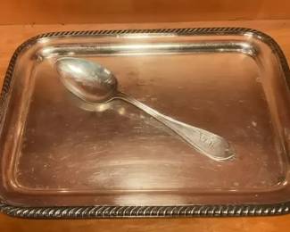 Tiffany Co Serving Spoon Stamped PS  US Navy Serving Tray 