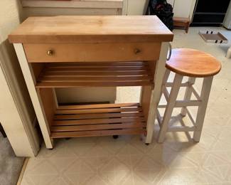 Butcher Block Cart And Stool