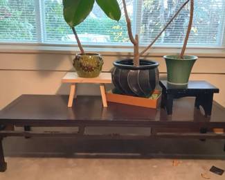 Japanese Style Low Floor Table, Plant Pots and Small Stands