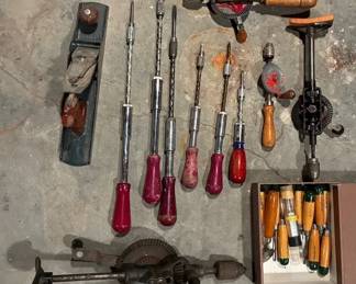 Hand Drills And Wood Carving Tools 