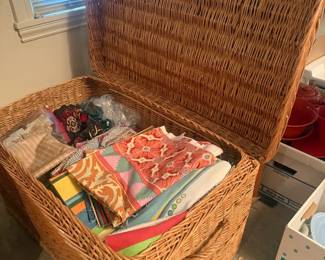 Fabric Filled Vintage FrenchStyle Natural Wicker Chest