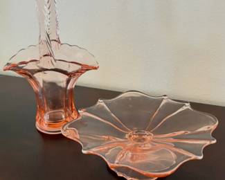Punk Depression Glass Cake dish and candy dish 