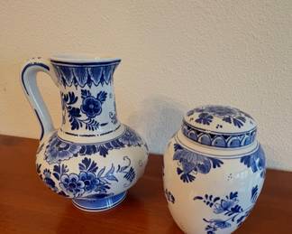 Vintage Blue and White Asian Pottery- signed