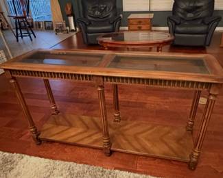 Walnut Glass Sofa Table