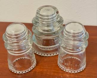 vintage Hemingray-42 glass electrical insulators.